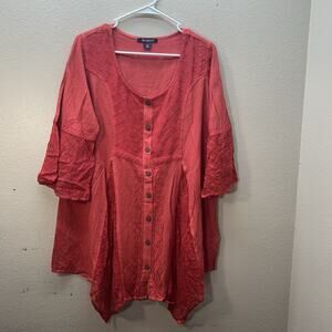 Roaman’s Red Boho Lace Fairy Festival Whimsigoth Witchy Tunic Top Handkerchief